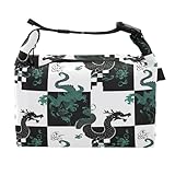 tplaotee Bolsa de almuerzo con diseño de dragón, color negro, verde, blanco, con aislamiento, portátil, para niñas, para el gimnasio universitario