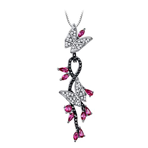 Collier en argent sterling avec chaîne papillon et cristal rubis de haute qualité