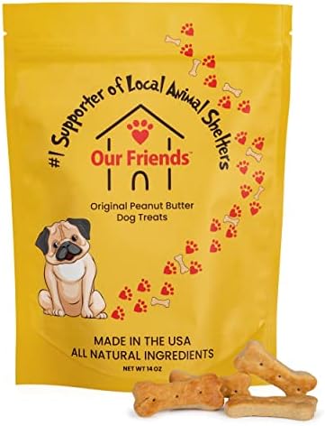 Our Friends Dog Bone Treats 14 oz | Healthy Natural Peanut Butter Cookies Perfect for Training | Signature Biscuit Recipe for Small, Medium and Large Dogs
