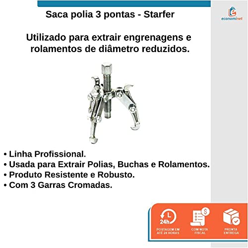 Kit 3 Saca Polia 3 Garras Manual Rolamento 75 100 150mm - Starfer