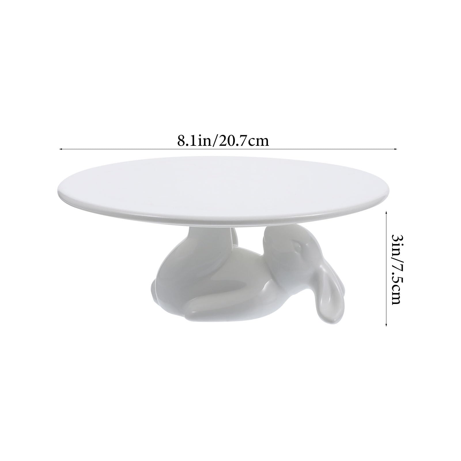 CLISPEED Alzata per Torta in Ceramica Bianca a Forma di Coniglio, Piatto Decorativo Elegante e Creativo per Casa e Cucina, Supporto per Dolci senza Sbavature