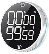 Hotec Dual Digital Timer, Kitchen Timer for Cooking, Classroom Timer for Kids, Egg Timer, Magneti...