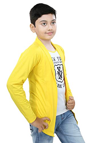 Image of Boy's Cotton White Printed T-Shirt with Blue Jacket Shrug