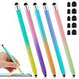 Wanmu 5 Stück Tablet Stift, Hochpräzise 2-in-1 Touchscreen Stift mit 10er Gummi Ersatzspitzen Universal Stylus Pen für alle Handys/Tablets/Smartphone