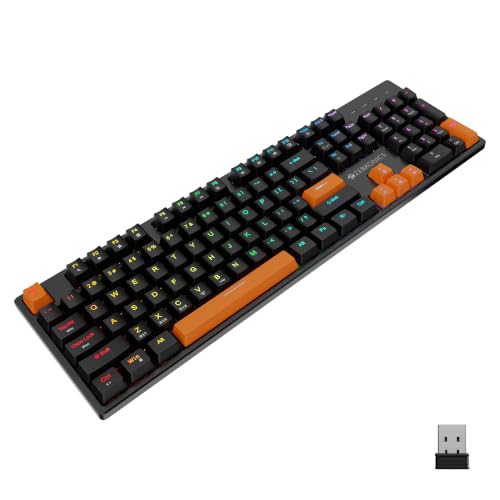 Image of Zebronics Max Ninja 104W 100% Mechanical Keyboard, Tri-Mode Type-C Rechargeable, N-Key Rollover, Linear Red Switches, 1000Hz Polling Rate, 104 Keys, Advanced Windows Software, Win & Mac Support