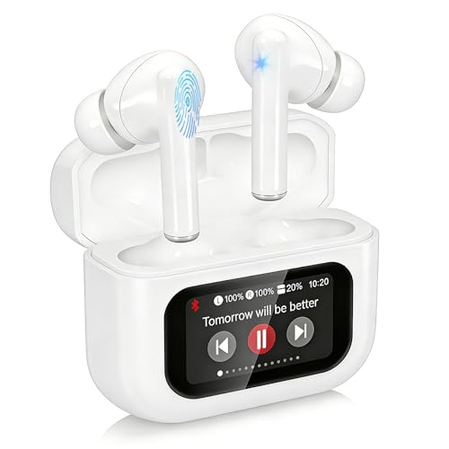 Image of Wireless Earbuds, Bluetooth 5.4 Ear Buds with Touch Screen, ANC /ENC Noise Cancelling Earbuds with Charging Case, IPX7 Waterproof, 6 EQ Modes, 40H Playtime Stereo Sound Earphones for iOS Android(White)