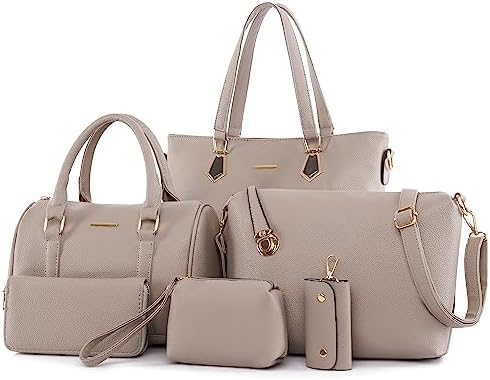 OTMIPIML Purses and Handbags for Women Synthetic Leather Tote Crossbody Bags Satchel Purses Set 6pcs