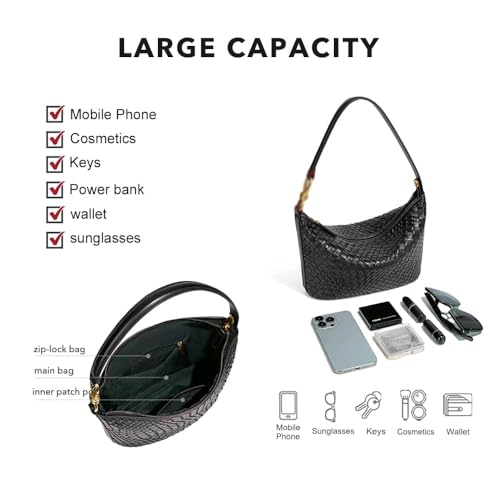Vegan Leather Woven Bag for Women Top Handle Handbag Hobo Satchel Crossbody Bag Shoulder Purse2