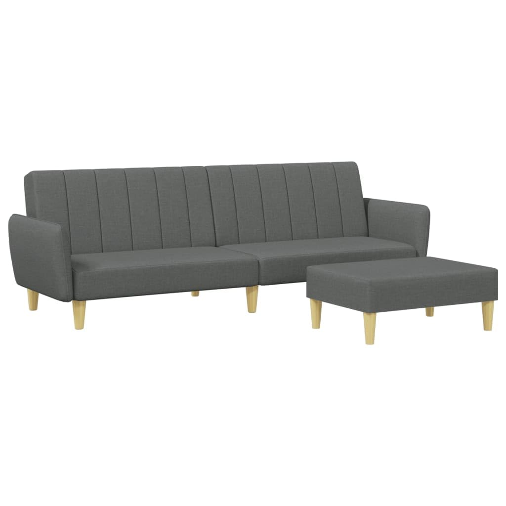 Divano Letto 2 Posti con Poggiapiedi Grigio Scuro in Tessuto,Divano da Soggiorno,Divano di Design Moderno,Divano Letto 2 Posti Economico -3216247