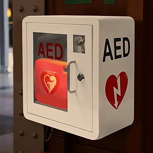 Aed Cabinet, First Aid Aed Defibrillator Wall Mounted Storage Cabinet, Metal Steel Plate Comes With Key & Door Handle, Fits All Brands Cardiac Science For Public Places, 15.7 X 14.2 X 7.8 Inch #TOP6