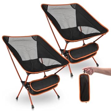 Nsyee Set di 2 sedie da campeggio pieghevoli ultra leggere, sedie portatili compatte per adulti, capacità di carico 105 kg, sedie da esterno con borsa per il trasporto, per campeggio, giardino, pesca