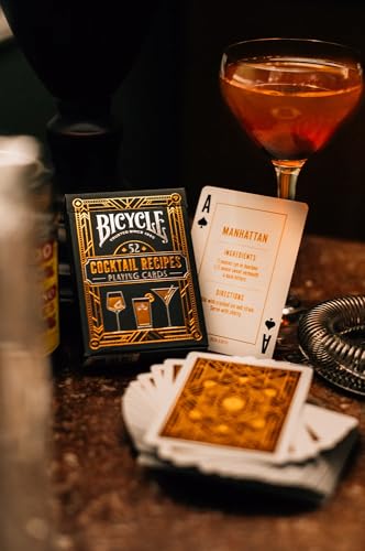 Image of Bicycle Cocktail Playing Cards, Includes 52 Cocktail Recipes Featuring Old Fashioned, Margarita, Moscow Mule, Daiquiri, and Mojito Cocktail Recipes, 1 Deck