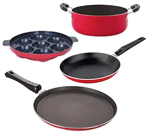 Nirlon Non-Stick Heat Resistance Aluminium Gas Compatible Kitchen Cooking Utencil 4 Piece