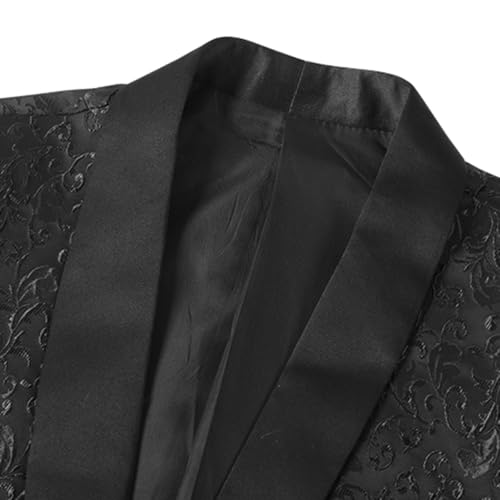 Allthemen Men's Luxury Casual Blazer Slim Fit Paisley Floral Jacquard Suit Jackets Stylish Coats Chic Jackets Black XL - Image 3