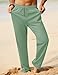 iWoo Mens Casual Linen Pants Yoga Pants 2025 Summer Travel Beach Elastic Drawstring Waist Pajama Pant Baggy Pj M
