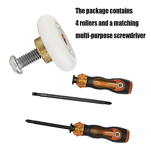 4 Pcs Shower Door Rollers&1Pcs Dual Purpose Telescopic Screwdriver，Roller Diameter 19/23/25/27Mm, For The Bathroom Pan Glass Sliding Door Pulleys/Runners/Wheels,Stainless Steel-4Pcs (Pulley 19Mm) #TOP1
