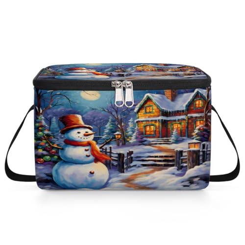 Christmas Snowman Lunch Bags for Women Men 9 Cans, Hot & Cold Food Delivery Bag Insulated Grocery Bag Insulated Lunch Box Cooler Bag for Office Work Picnic Beach