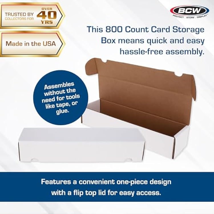 BCW 800ct Trading Card Storage Boxes - 10 Pack | Organizer for Sports Cards, MTG, Pokemon, and Card Games | Assemby Required