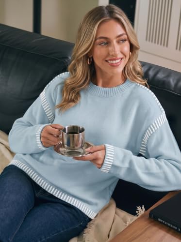 Image of Dokotoo Sweaters for Women Oversized Crewneck Long Sleeve Knit Sweater Tops