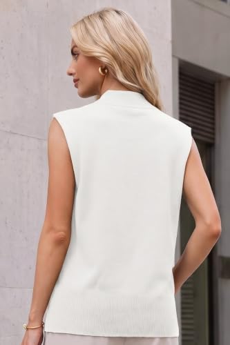 Image of Arach&Cloz Women's Wool Blend Mock Neck Sweaters Vest Business Casual Lightweight Trendy Tops Summer Outfits 2026