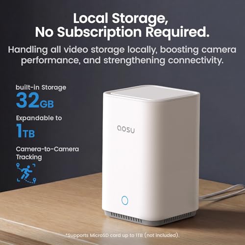 Image of aosu 2K Battery Security Cameras Wireless Outdoor System, 4-Cam-Kit | True 2K HD with 6X Zoom, Full Color Night Vision, 4-View Live, Cross-Camera Tracking, PIR + AI Human Detection, Easy Setup