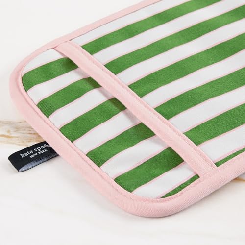 Image of kate spade new york Botanical Stripe Pot Holder 2-Pack Set, 7 inch x 10 inch, Green /Pink