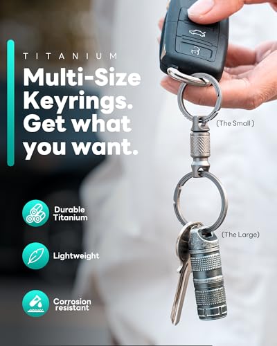 Image of TISUR Titanium Keychain Rings,Carabiner Dog Tag Key Chain Rings