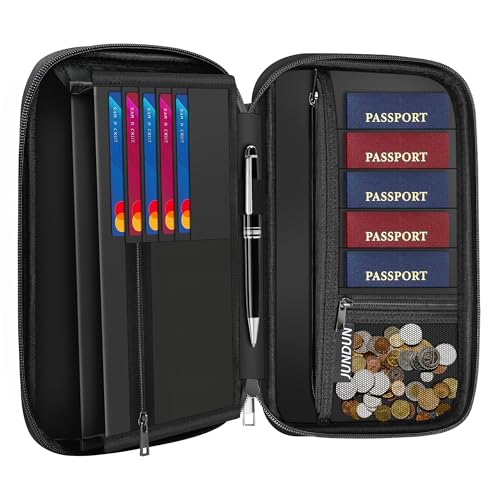 JUNDUN - JUNDUN Family Passport Holder,Upgraded Material RFID Blocking Fireproof Travel Passport Wallet with 2 Pockets,Travel Document Organizer Case for Passport,Card and Money - -9%
