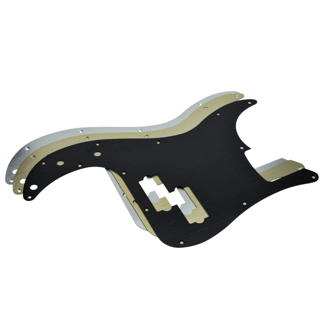 KAISH 13-Hole Metal Aluminium Anodized Left Handed P Bass Style Pickguard American Modern Style Standard Bass Pick Guard for Precision P Bass Gold - Image 4