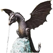anso Water Feature Resin Dragon Patinated Statue Fountain Sculpture for Garden Home Decor Fountain Dragon, Gray
