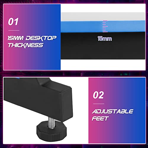 Bestoffice Gmaing Desk Z Shaped 47 Inch Gaming Workstation Ergonomic Gaming Table Pc Computer Desk With Headphone Hook For Game Players, Blue #TOP5