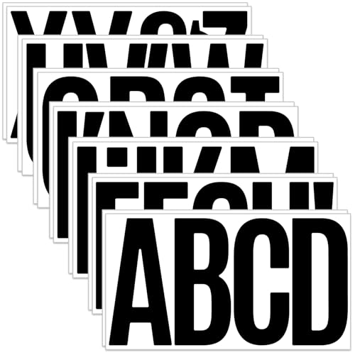 15 cm Letras adhesivas grandes, 76 unidades, resistentes a la intemperie, autoadhesivas, para pósteres, buzones, coches, señales, número de dirección, ventanas, cubos de basura (negro)