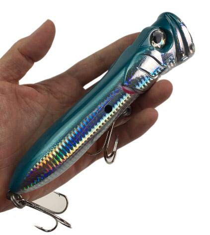 Popper Fishing Lure 3.7Oz 7In Saltwater Gt Offshore Big Game Top Water Tuna Lures Heavy Duty Hare Lures Baits - (Color: Blue) #TOP10