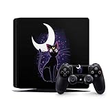 ZoomHit Ps4 Slim Playstation 4 Slim Console Skin Decal Sticker Black Cat + 2 Controller Skins Set