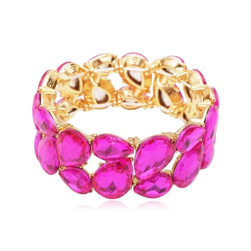 Austrian Teardrop Crystal Bracelet Elastic Stretch Bangle Bracelet for Bride Art Deco Elegant Party Wrist Jewelry for Woman #BA005