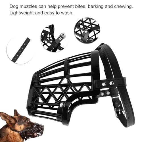 Image of RvPaws Anti Biting Dog Muzzle Basket Cage Design Plastic Pet Muzzle Comfortable Barking Easy to Adjust Quick Release Buckle (No-6, X-Large)