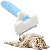 ペットブラシ 犬&猫 毛玉対策 肌を傷つけにくい グルーミングケア (ブルー, Mサイズ)