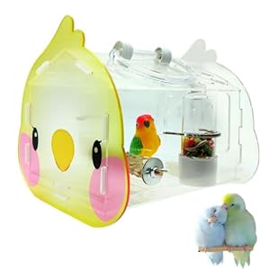 Hamiledyi Small Bird Carrier Travel Cage Transparent Parakeet Carrier Backpack with Standing Perch Portable Outdoor Cage for Lovebird Parrot Swallow Goldfinches