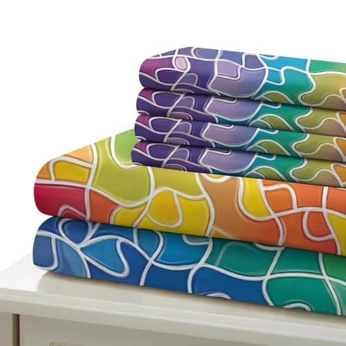 Housse de couette arc-en-ciel 3D super douce avec taie d'oreiller