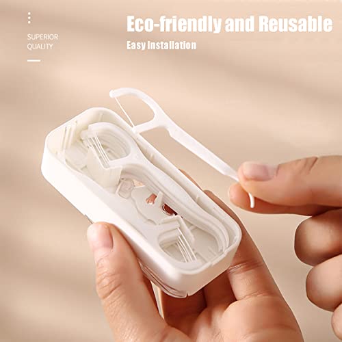 [4 Pack] Portable Floss Dispenser With 48 Dental Floss Picks, Flosser Storage Box For Adults Floss Sticks, Tooth Picks Flossers Suitable For Tourism And Business Trips, White + Black + Pink +Mintgreen #TOP4