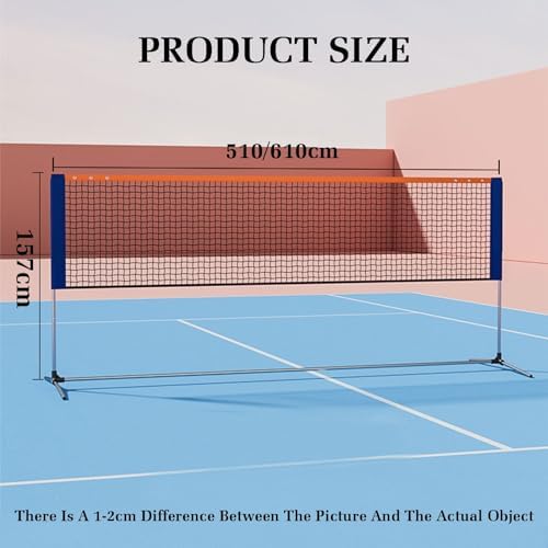 Portable Badminton Tennis Net Stand, Badminton Net Stand,Indoor Outdoor Volleyball Poles,Badminton Volleyball Combi Stand,Freestanding Athletic Training Equipment For Ballpark,One Color-Length 510Cm