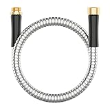 Short Metal Garden Hose 3 ft Connector, Stainless Steel Small Hose Extension Adapter for Hose Reel, Long, Flexible, Lightweight & Heavy Duty Water Pipe, No Kinking Outdoor Water Hose for Yard, 3 Feet