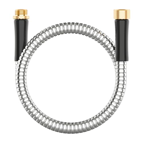 Short Metal Garden Hose 3 ft Connector, Stainless Steel Small Hose Extension Adapter for Hose Reel, Long, Flexible, Lightweight & Heavy Duty Water Pipe, No Kinking Outdoor Water Hose for Yard, 3 Feet by BlueGarden - Used condition - US$11.21