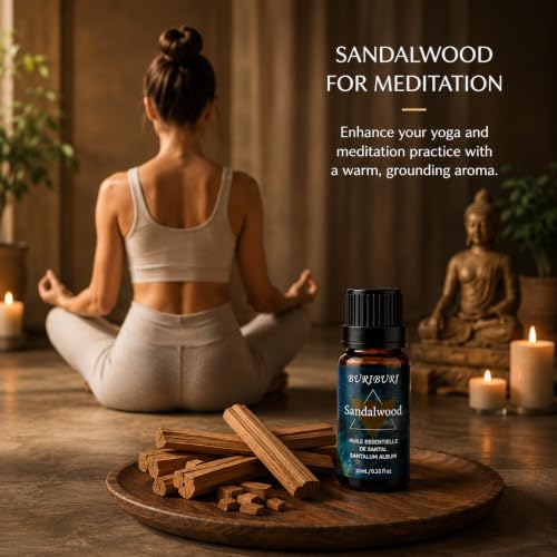 Image of BURIBURI Sandalwood Jasmine Oil Gift Set, 100% Pure, Undiluted, Aromatherapy Essential Oils, 10MLx2