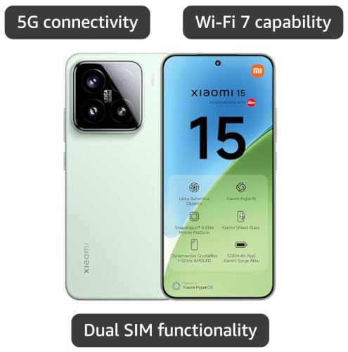 Image of XIAOMI 15 5G Ai (for Tmobile Mint Tello & Global Outside USA) (512GB + 12GB) 50MP Triple Pro Leica Camera 6.36 inch Dual Sim NFC Model 24129PN74G (Green)