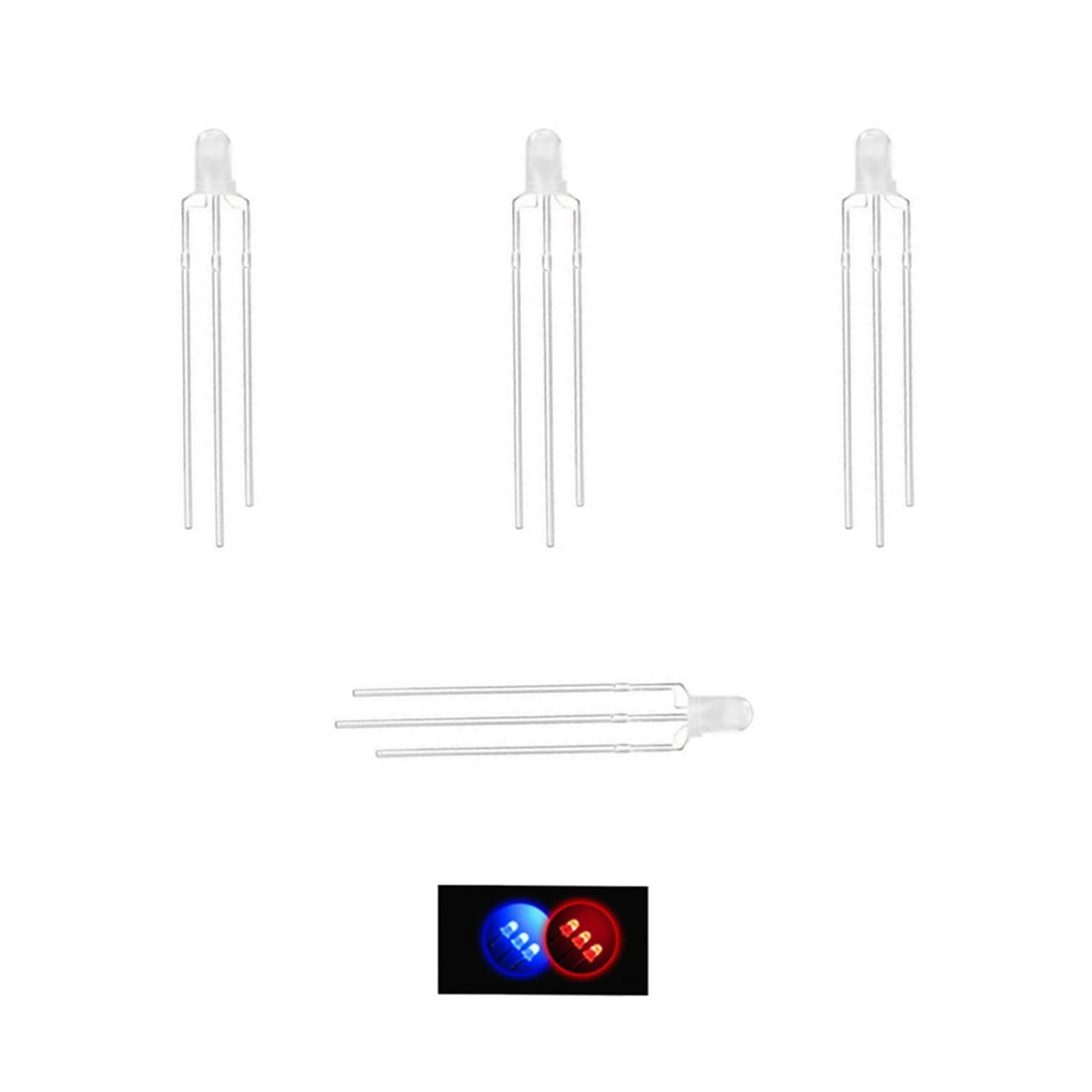WHWRCADV 10 PCS 3mm LED Diodes Red Green Light Bi-Color Common Cathode/Anode Diffused Bulb Lamps Individual Light LED Diode(Common Anode)