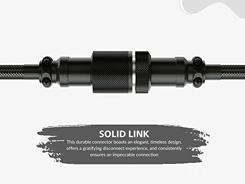 Image of Ranked Coiled Keyboard Cable | Handcrafted Double-Sleeved Braided Cable | USB Type C to A | 5-Pin Aviator Connector for Custom Mechanical Gaming Keyboard | Support Fast Charge 20W (Black)