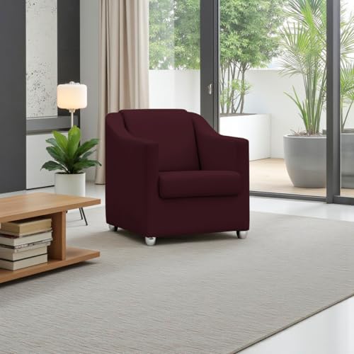 Poltrona Para Sala Decorativa Cadeira Reforçada Para Recepção Consultório Escritório Pé Cromado - Clique E Decore (Bordô)