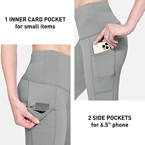 BALEAF Leggings da donna foderati in pile a vita alta pantaloni termici resistenti all'acqua tasca con cerniera invernale da corsa sci, Navy, XS