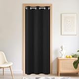 Joydeco 間仕切りカーテン 1級遮光 遮光カーテン 断熱防寒 ハトメ式 のれん ブラック 幅100cm*丈180cm 突っ張り棒 防音 省エネ 無地 厚手 目隠し 玄関 キッチン リビング 出入り口 1枚入り